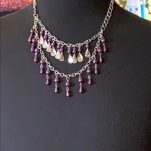 Estate 2 tiered purple faux pearl necklace